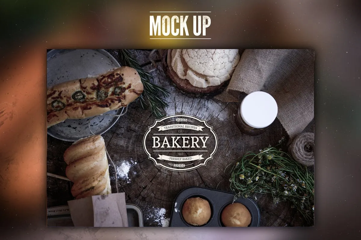 烘培品牌场景样机 Rustic Bakery Mock Up