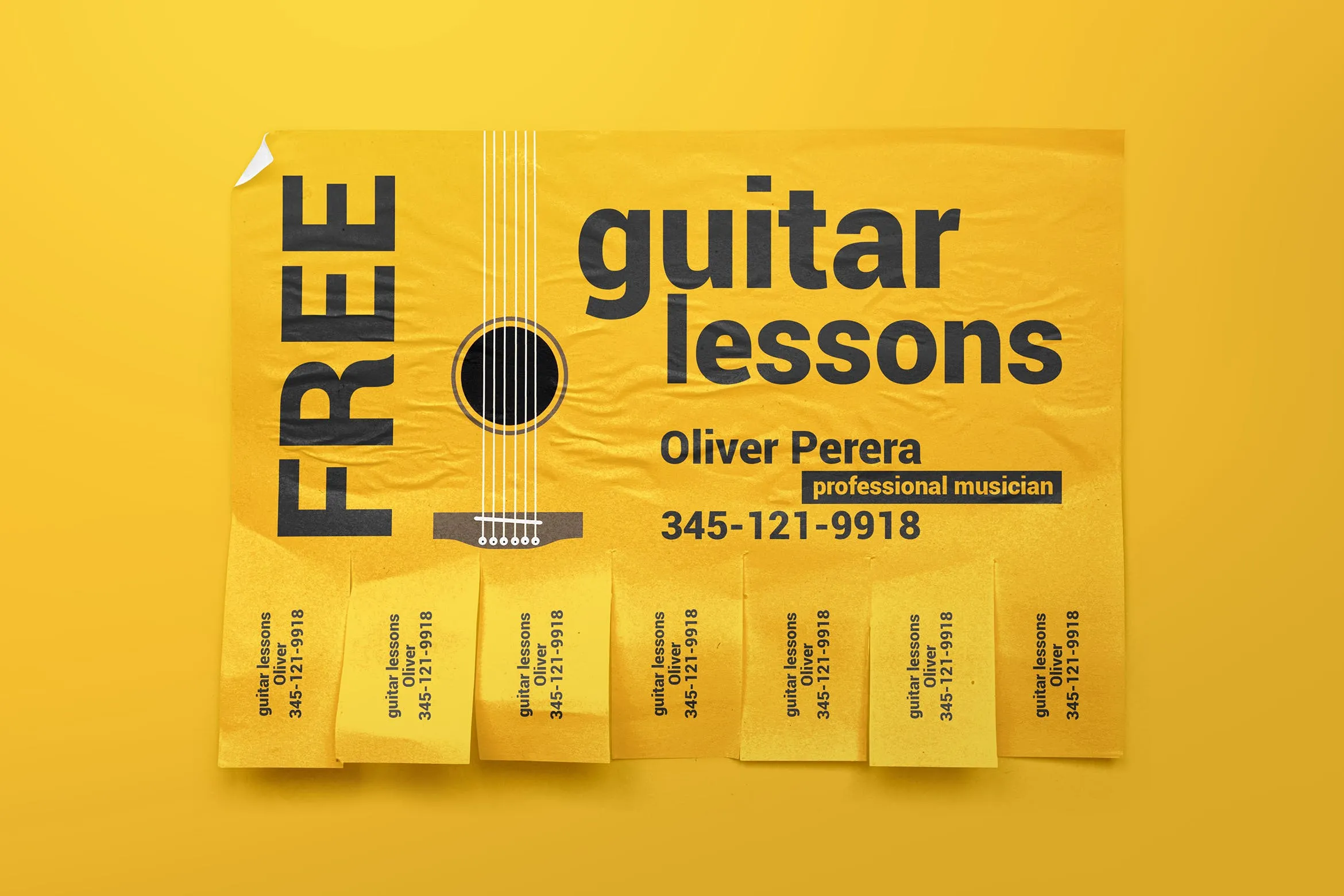 可撕下联系方式的海报设计张贴效果图样机 Tear-off Ad Mockup