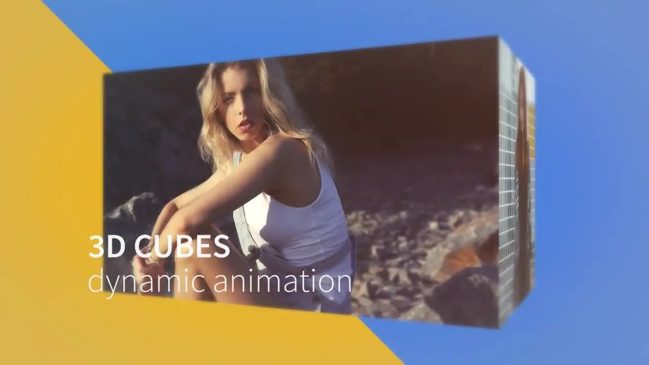 旋转3D立方体广告照片展示像素设计精选AE模板