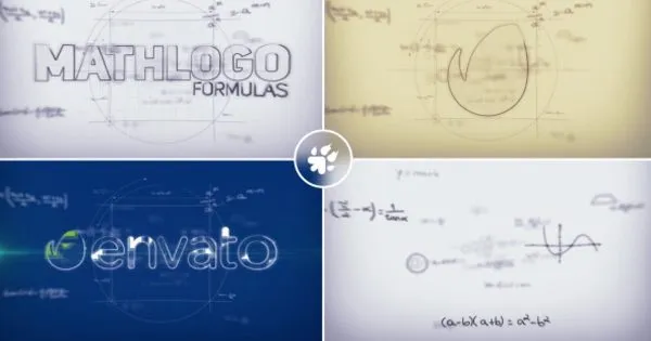 数学计算公式动画特效Logo演示像素设计精选AE模板 Math Formulas Logo Reveal
