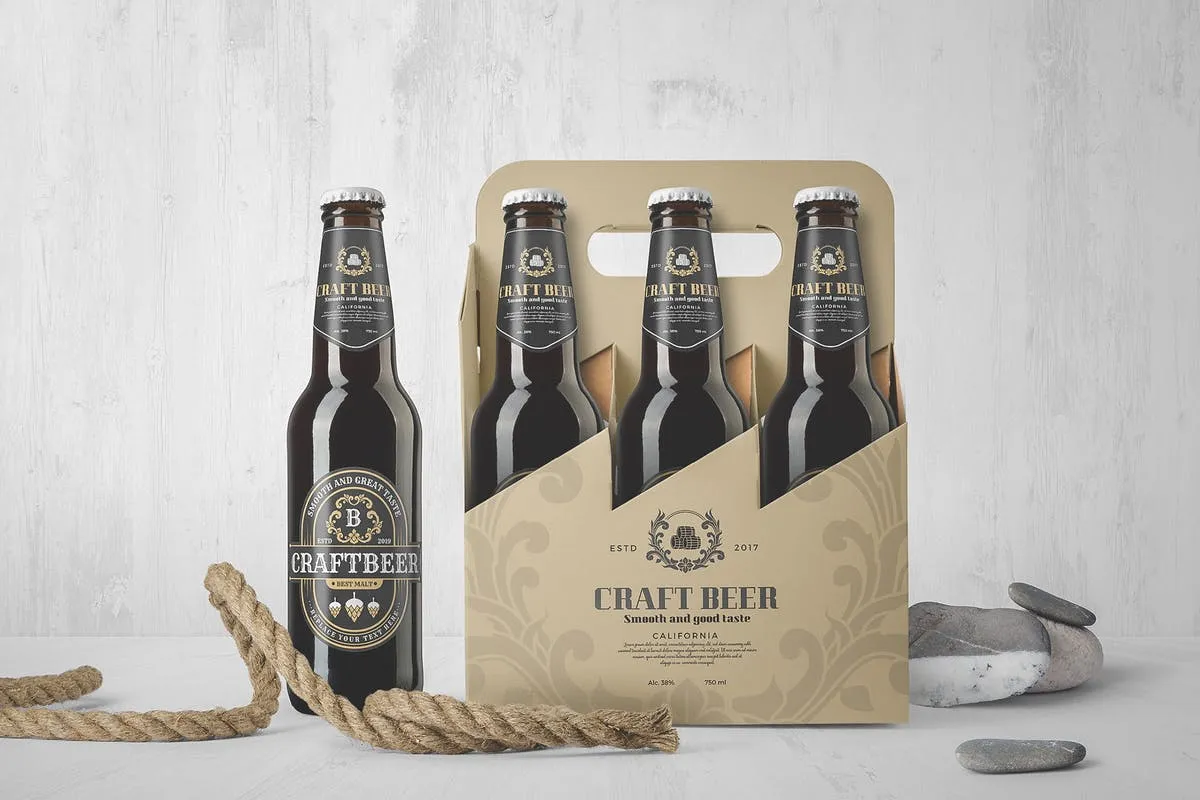 啤酒瓶包装样机 Beer Bottles Mockup