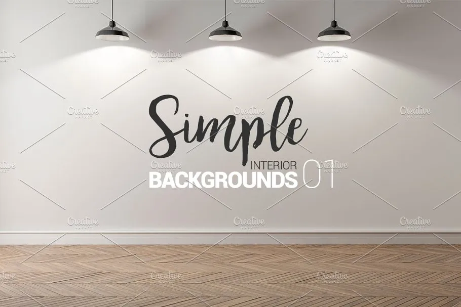 10款室内灯光墙纸墙艺术品场景样机 10 x Simple Interior Backgrounds 01