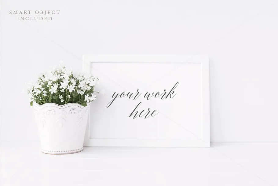 简约风A4规格相框展示样机 Minimal A4 botanical frame mock up