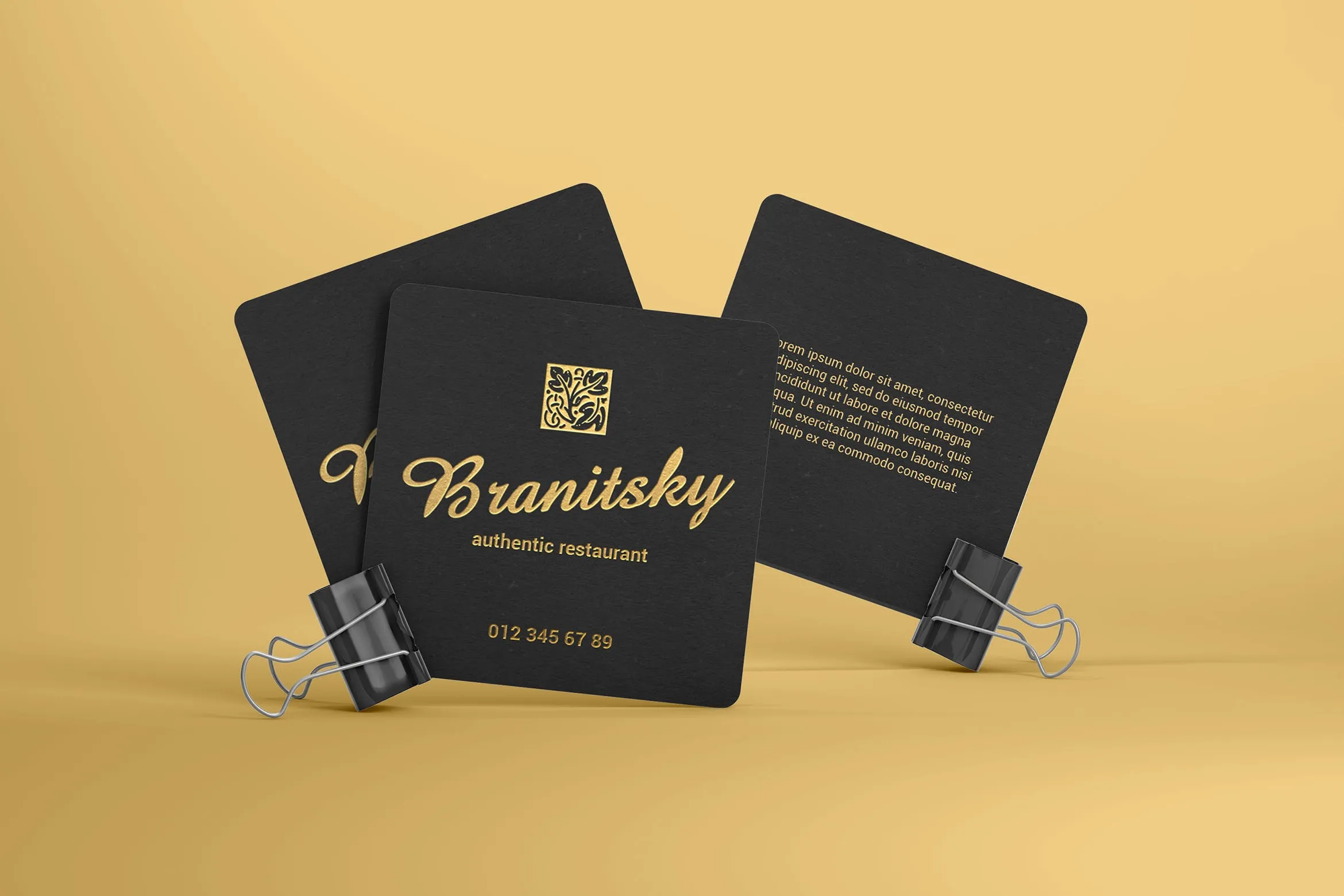 圆角方形名片设计图像素设计精选 Square Business Card With Rounded Corners Mockups