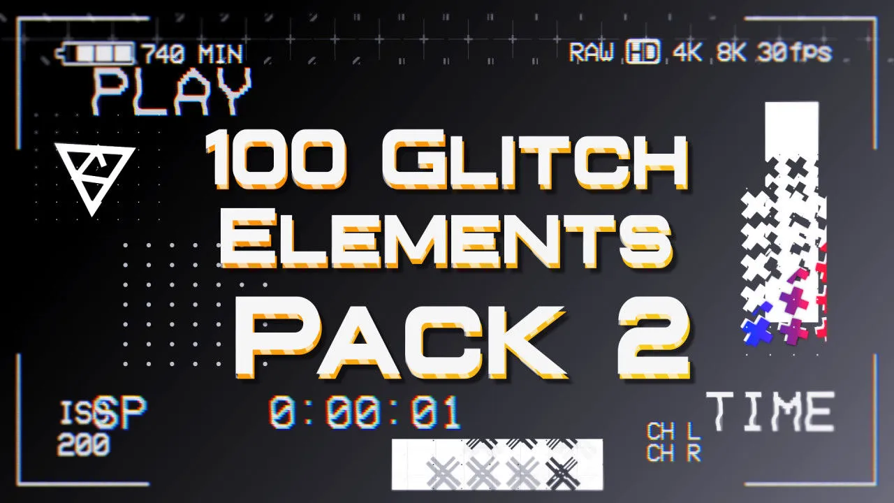 100个酷炫外观的动画故障和失真元素包Ae模板