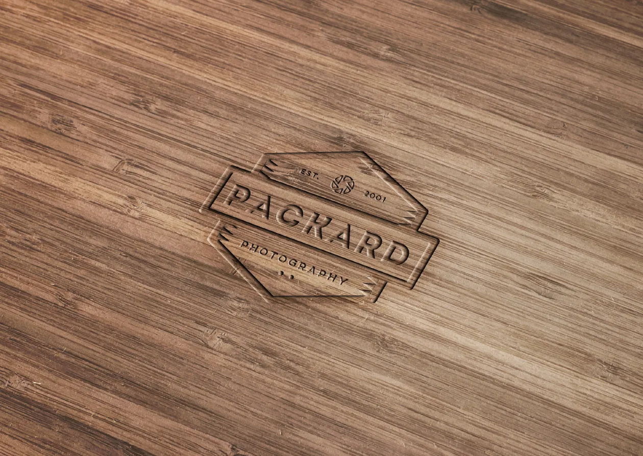 木刻效果Logo设计效果图样机模板 Wood Engraved Logo Mockup with Photoshop