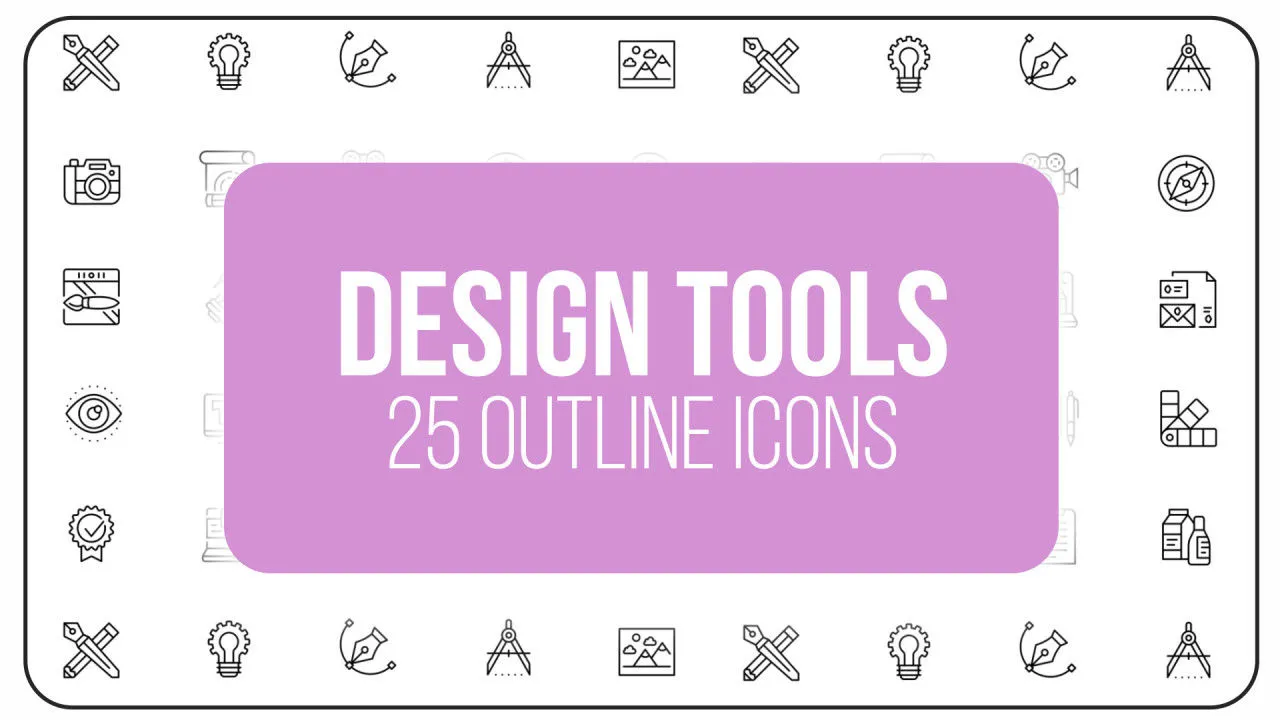 25个流畅简单创意的设计工具轮廓动画图标像素设计精选AE模板