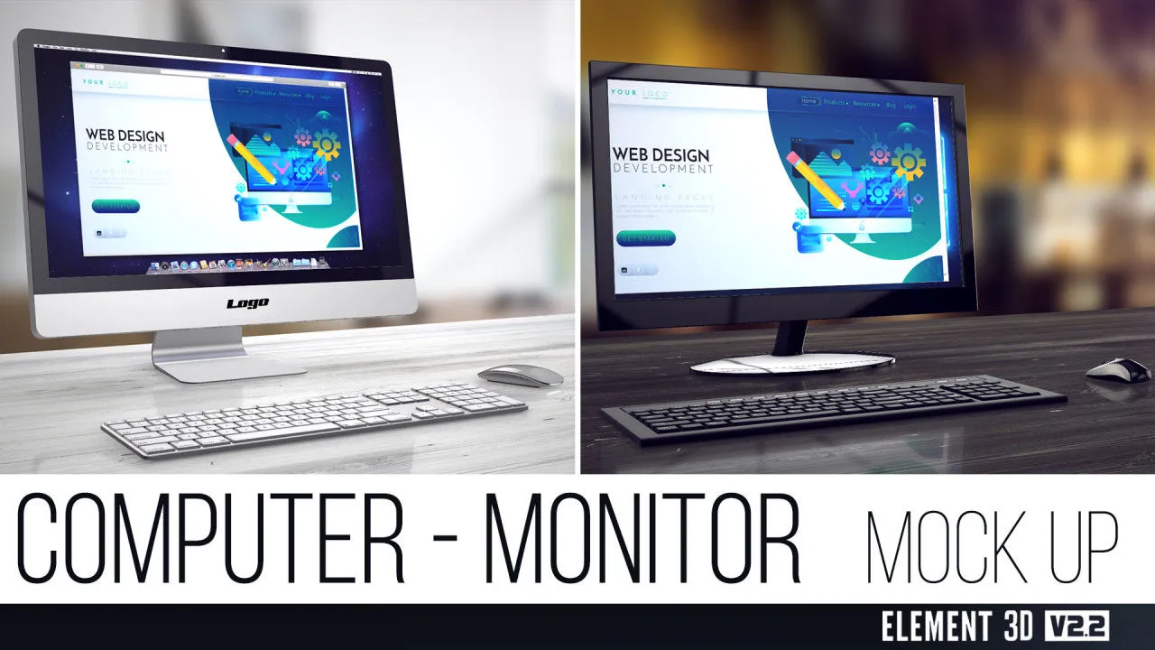 计算机监控器模拟像素设计精选AE模板