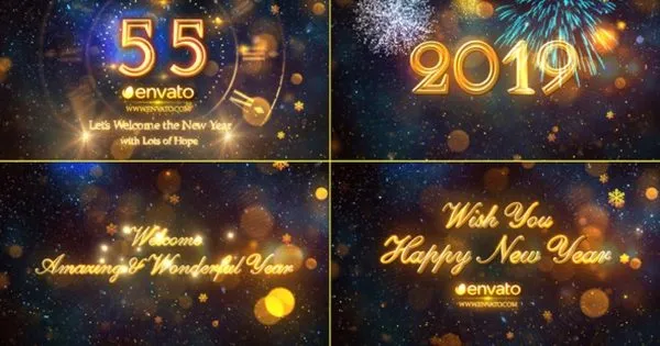 2019年新年跨年晚会倒数视频像素设计精选AE模板4 New Year Countdown 2019