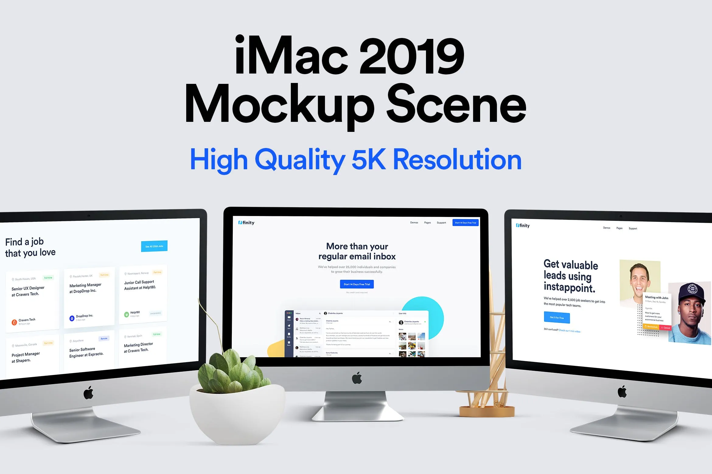 2019款iMac一体机电脑多屏幕预览像素设计精选样机模板 iMac 2019 Mockup#8211; Multi Devices
