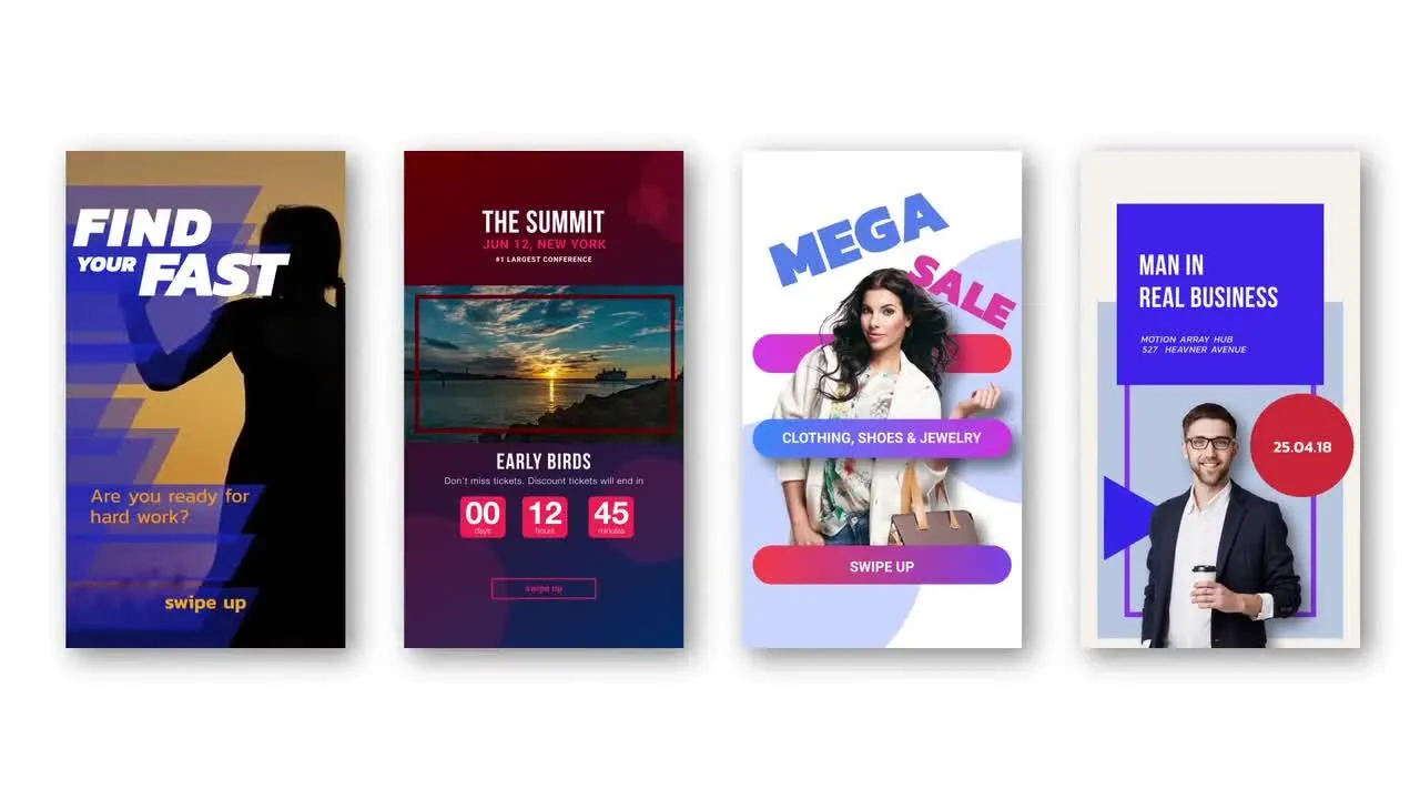 现代明亮时尚的动画Instagram故事像素设计精选AE模板