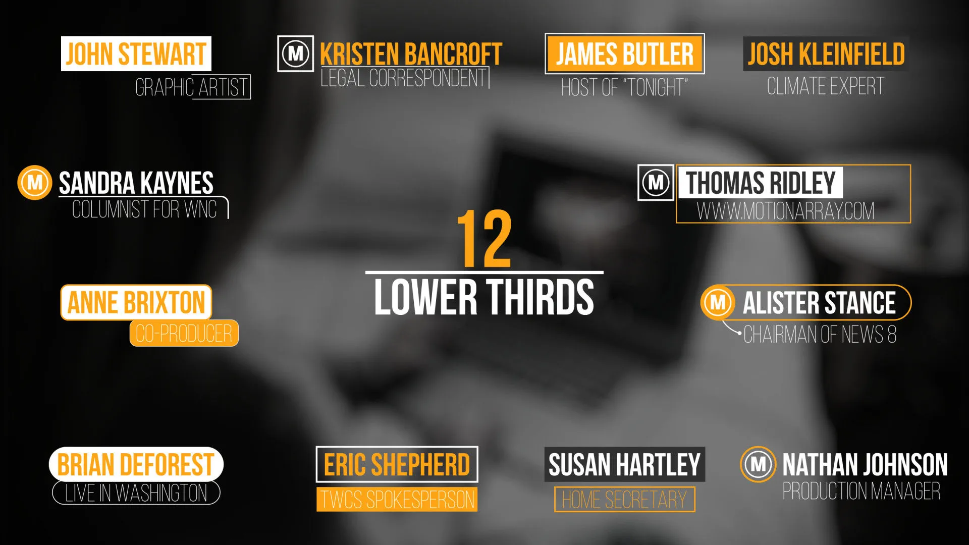 十二个设计时尚动画流畅的降低三分之二标题像素设计精选AE模板