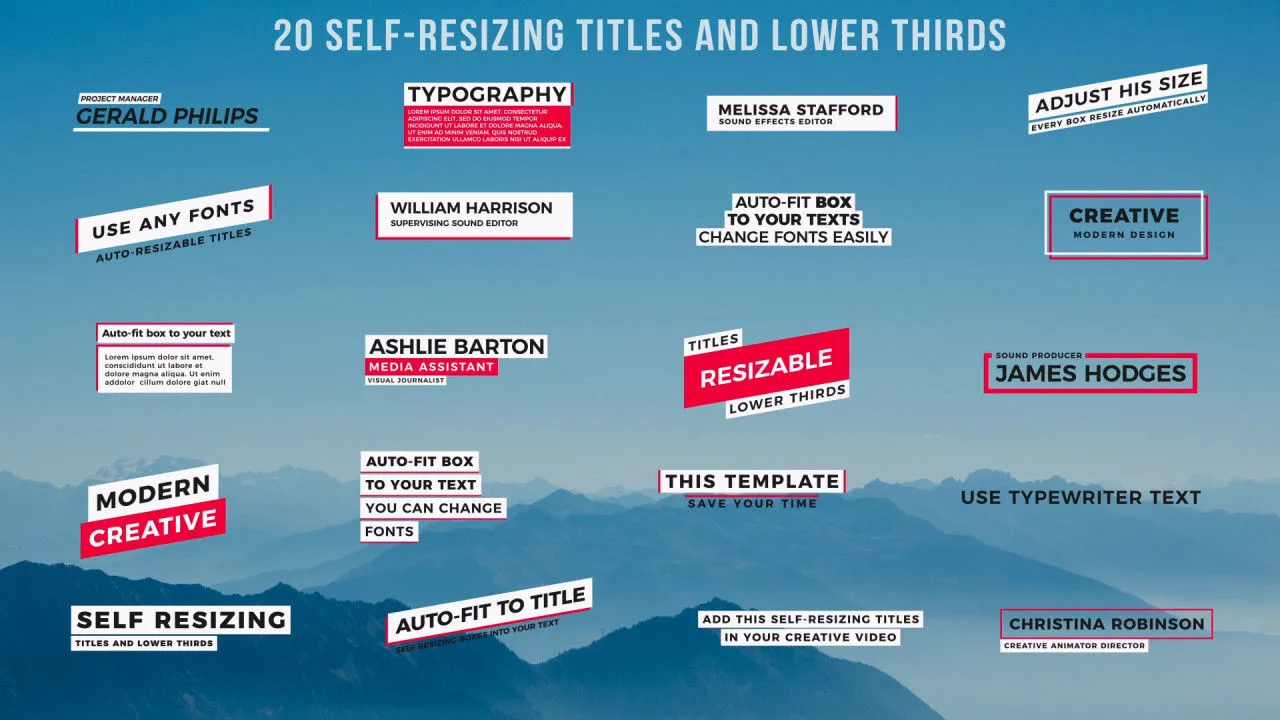 20个自我调整标题和下三分之一像素设计精选AE模板