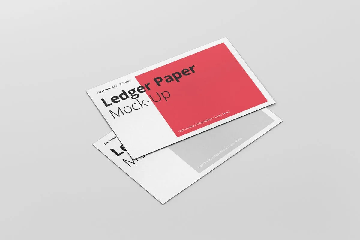 Ledger纸张印刷演示样机模板 Ledger Paper Mockup#8211; 17#215;11