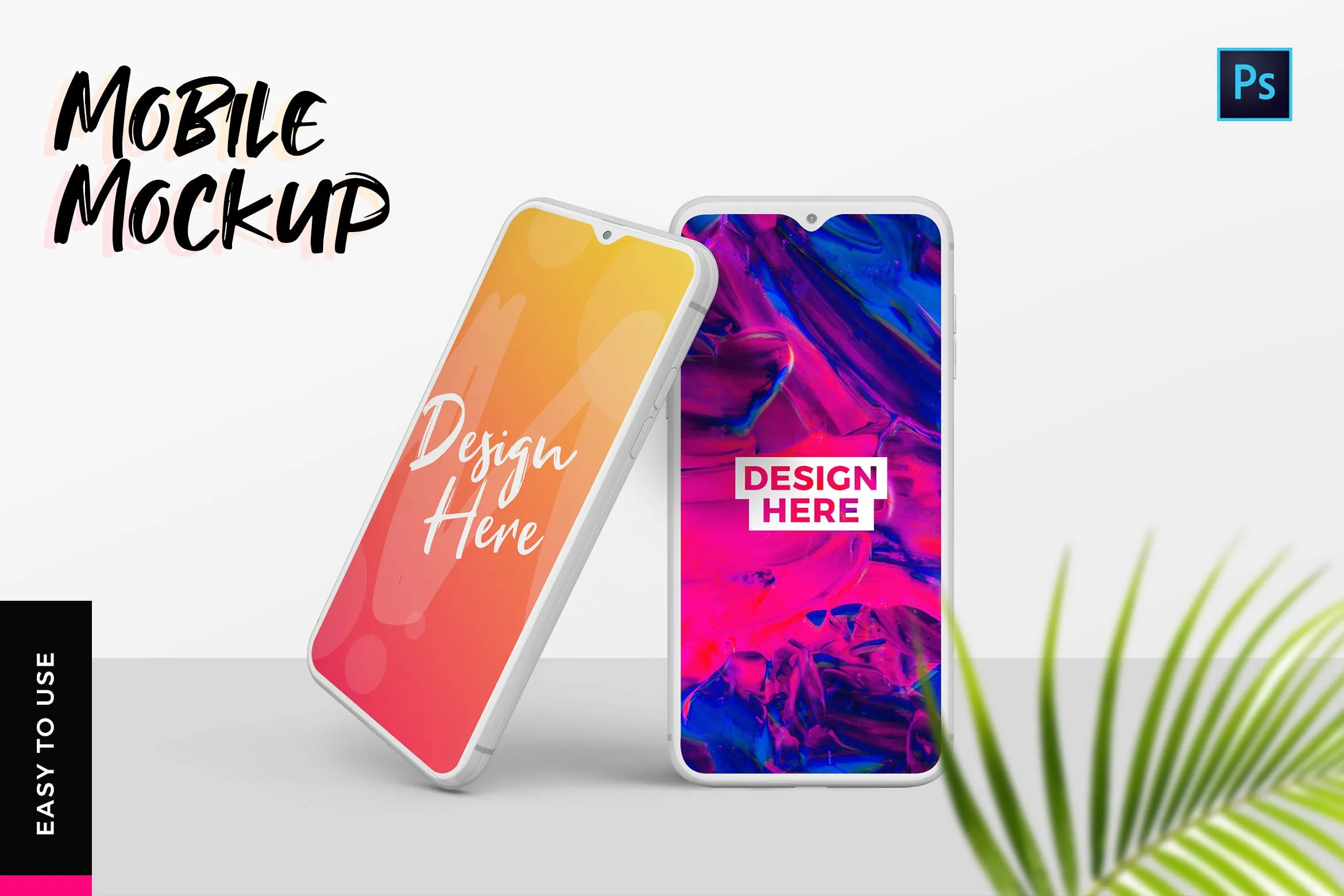 水滴屏手机UI设计展示效果图像素设计精选样机 Mobile Mockup