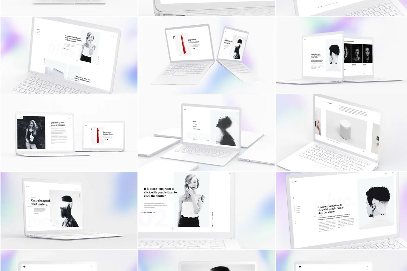 白色超极本笔记本电脑样机模板 White Laptop Mockup