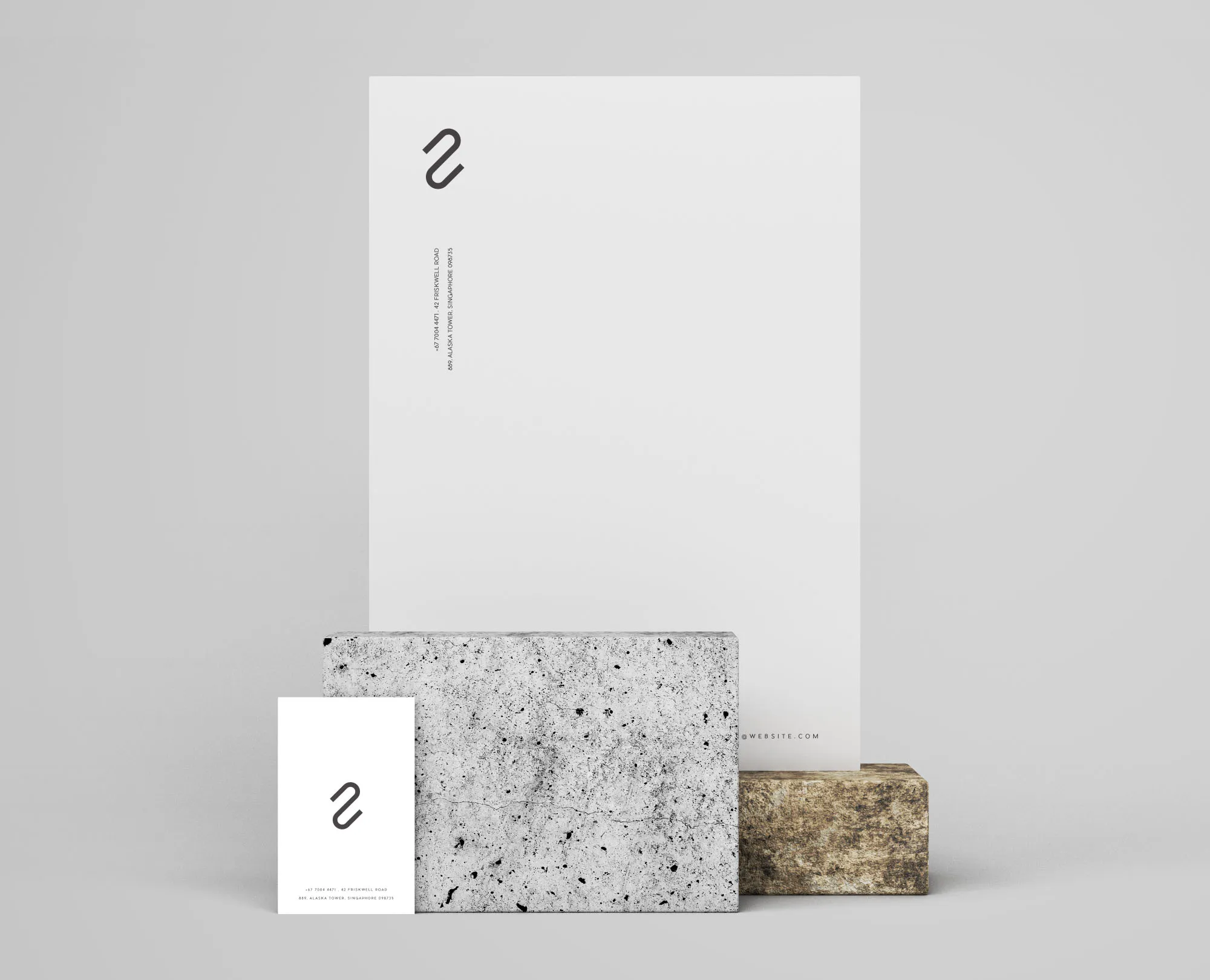 信封设计amp;企业名片设计效果图样机 Letterhead and Business Card Branding Mockup