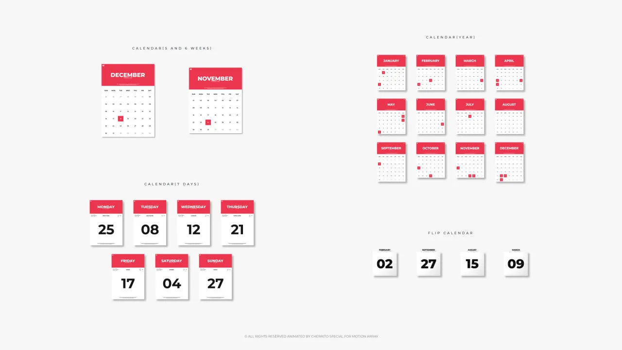 25个动画日历照片展示像素设计精选AE模板