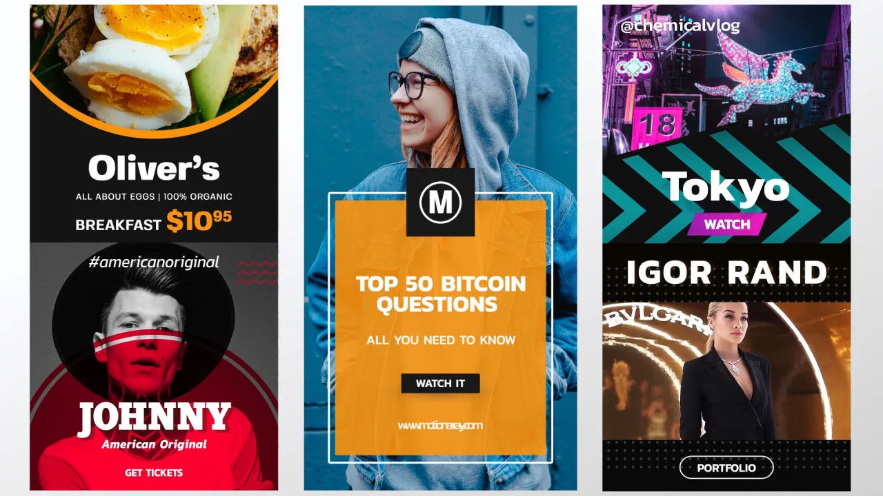 10个故事和帖子动画像素设计精选AE模板