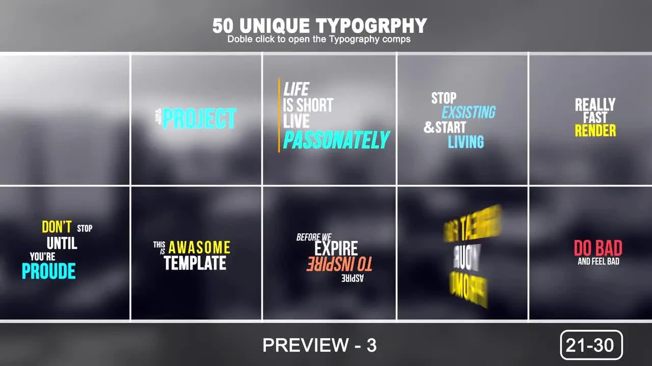 50个排版标题动画像素设计精选AE模板