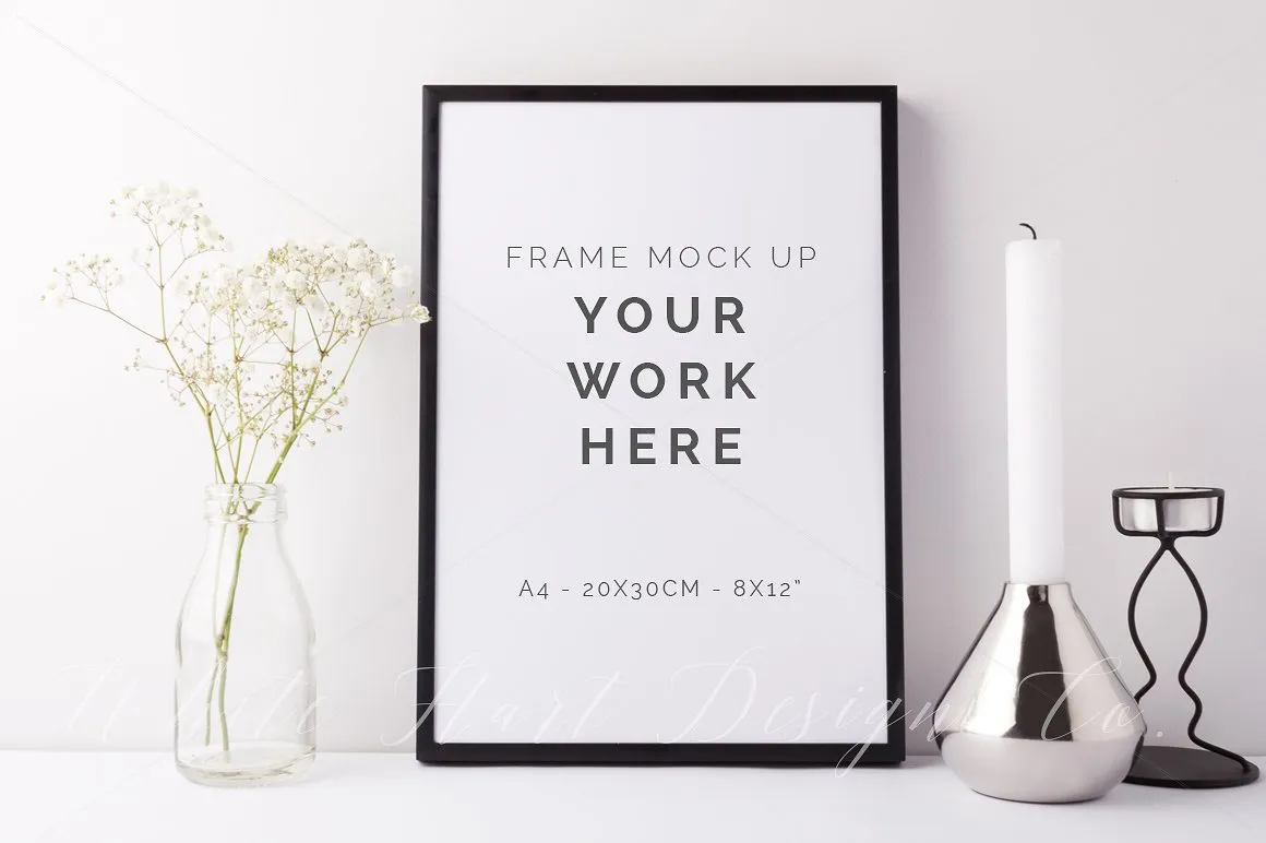 A4尺寸带边框相框样机模板 A4 black frame mock up#8211; 7884