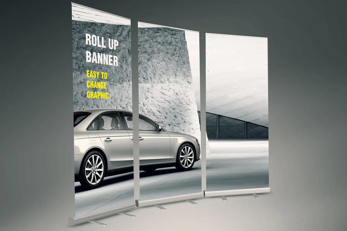 易拉宝X展架海报设计效果图样机像素设计精选模板 Roll-up Banner Mock-up