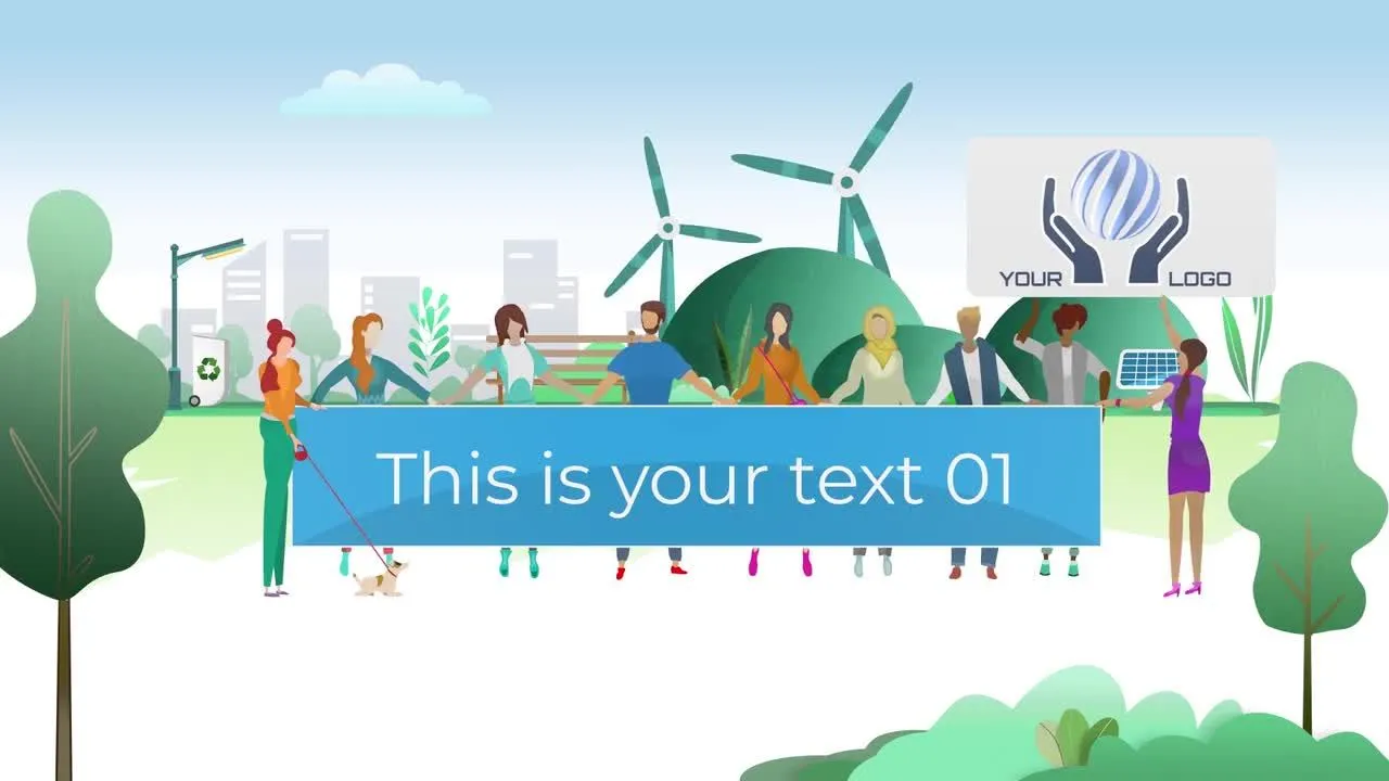 具有社会目的标语的人像素设计精选AE模板