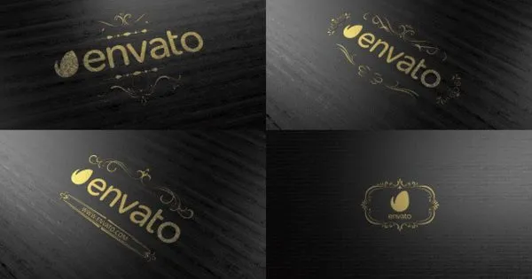 复古木纹优雅烫金logo演示像素设计精选AE模板 Vintage Gold Logo