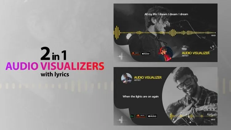 带歌词的现代音频可视化工具ae模板