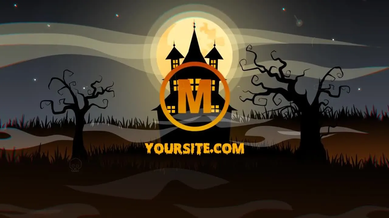 万圣节揭幕战鬼屋显示徽标像素设计精选AE模板