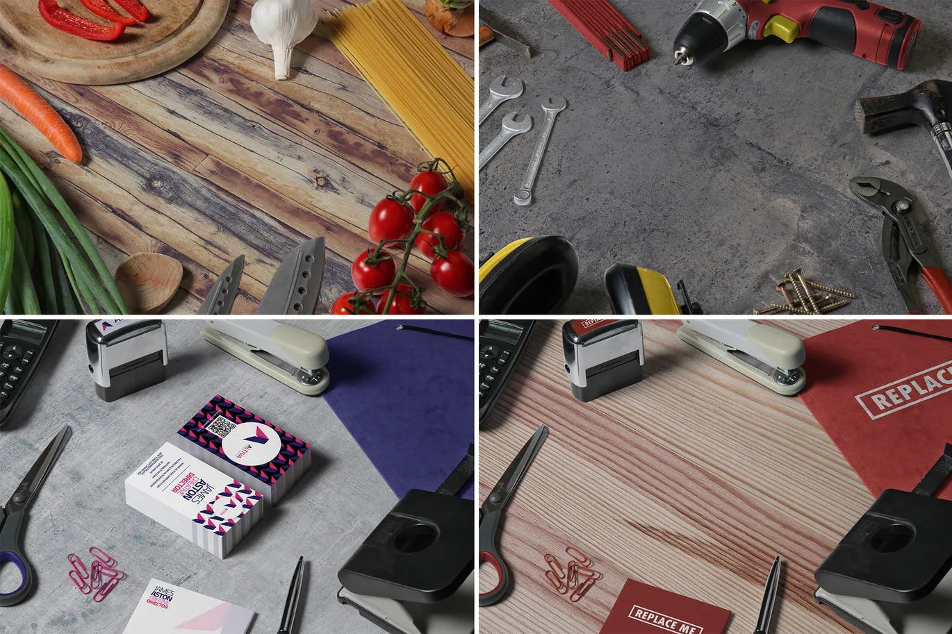 12个时尚高端的不同场景主题的VI样机展示模型mockups