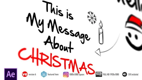 手绘动画特效风格圣诞节主题视频像素设计精选AE模板 Christmas