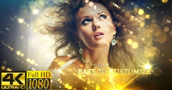 4K时尚金色闪光粒子特效像素设计精选AE模板 Fashion Glitters Promo