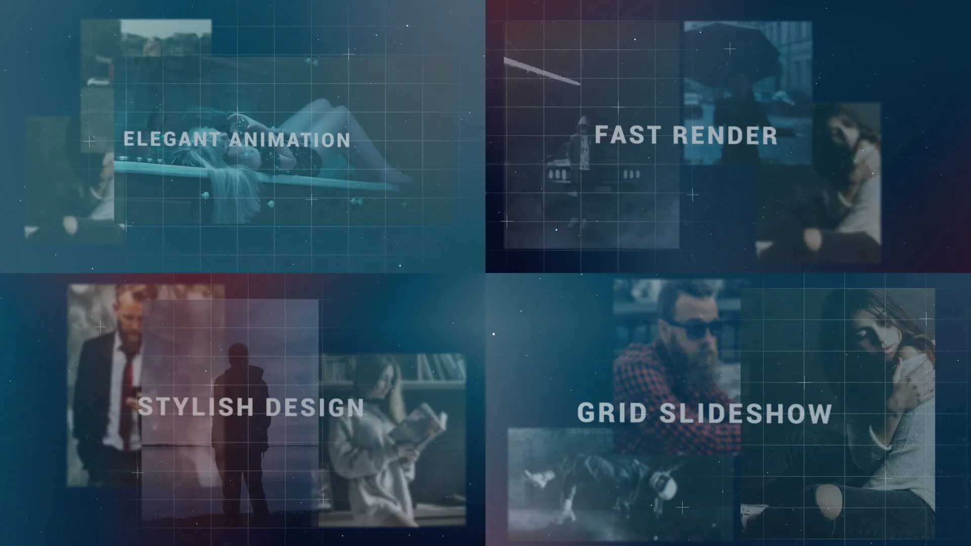 现代简单创意的网格幻灯片像素设计精选AE模板