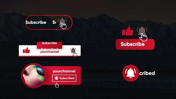 时尚明亮的YouTube订阅元素像素设计精选AE模板