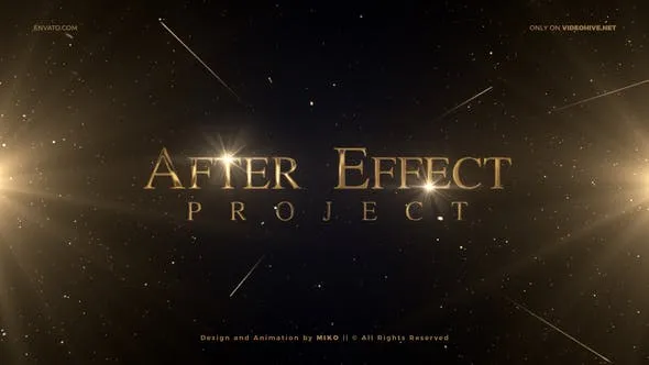 年会/表彰颁奖晚会开场视频金色发光字幕标题像素设计精选AE模板动画 Awards Titles Gold