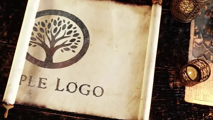 创意古老的羊皮纸徽标像素设计精选AE模板