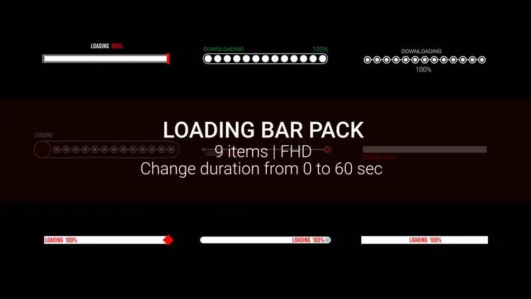 创意动画加载栏像素设计精选AE模板(Progress Bar Pack)