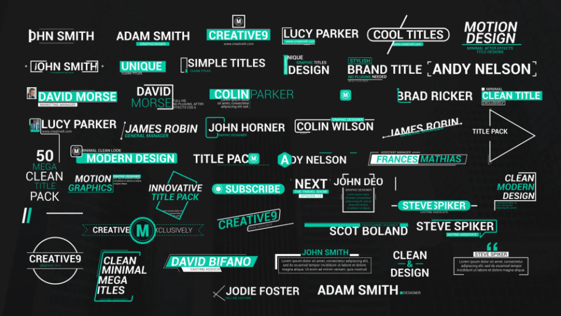 50个下三分之一电影全屏标题像素设计精选AE模板