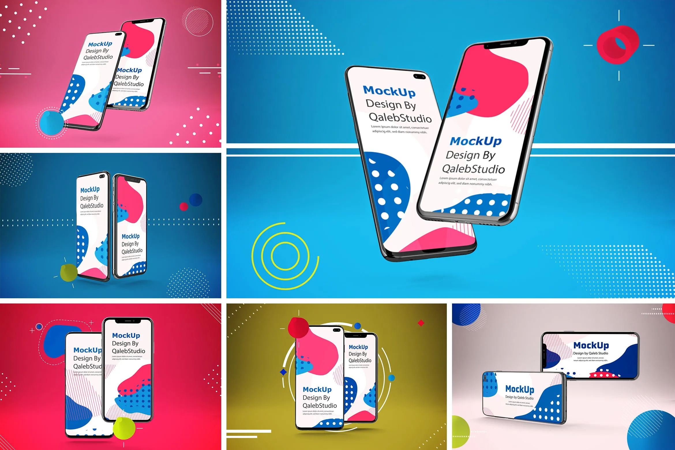 抽象背景iOS/Android手机样机模板 Abstract IOSamp; Android