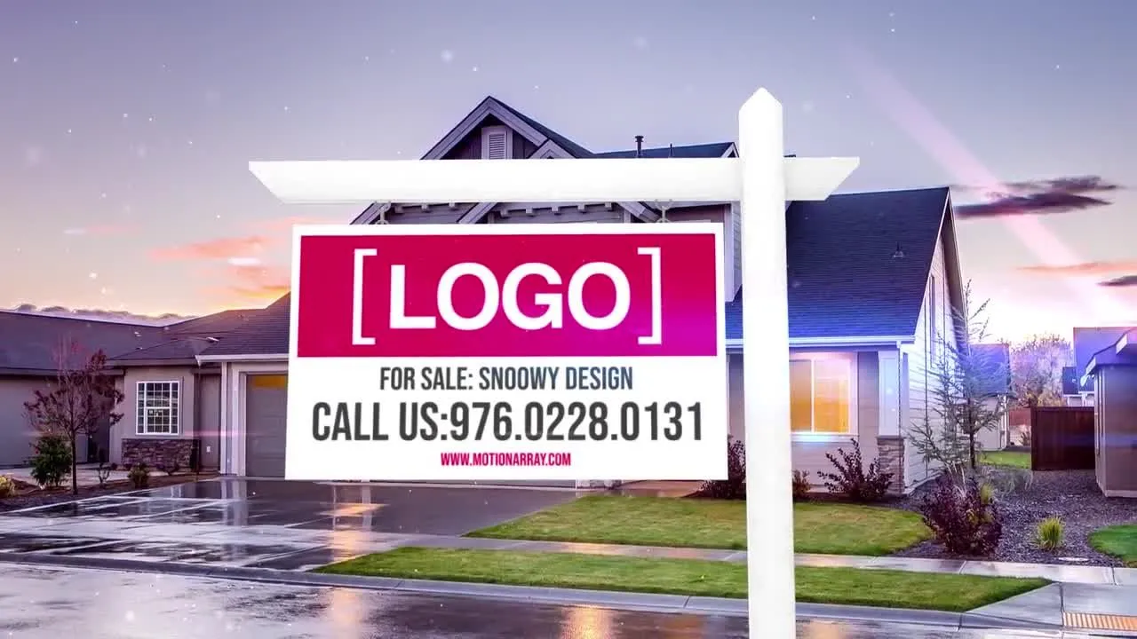 2个现代的房地产标志显示像素设计精选AE模板