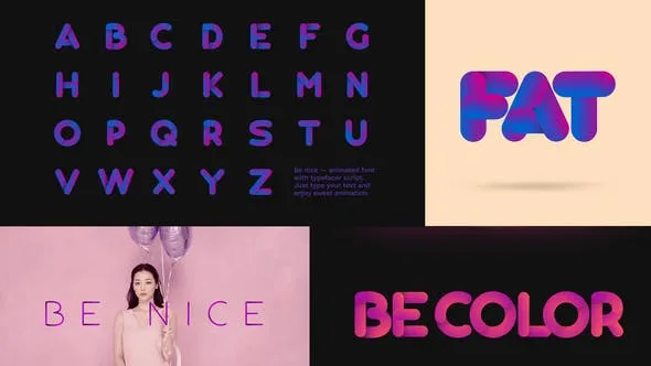创意渐变色字体动画特效像素设计精选AE模板 Be Nice — Stretchy Font
