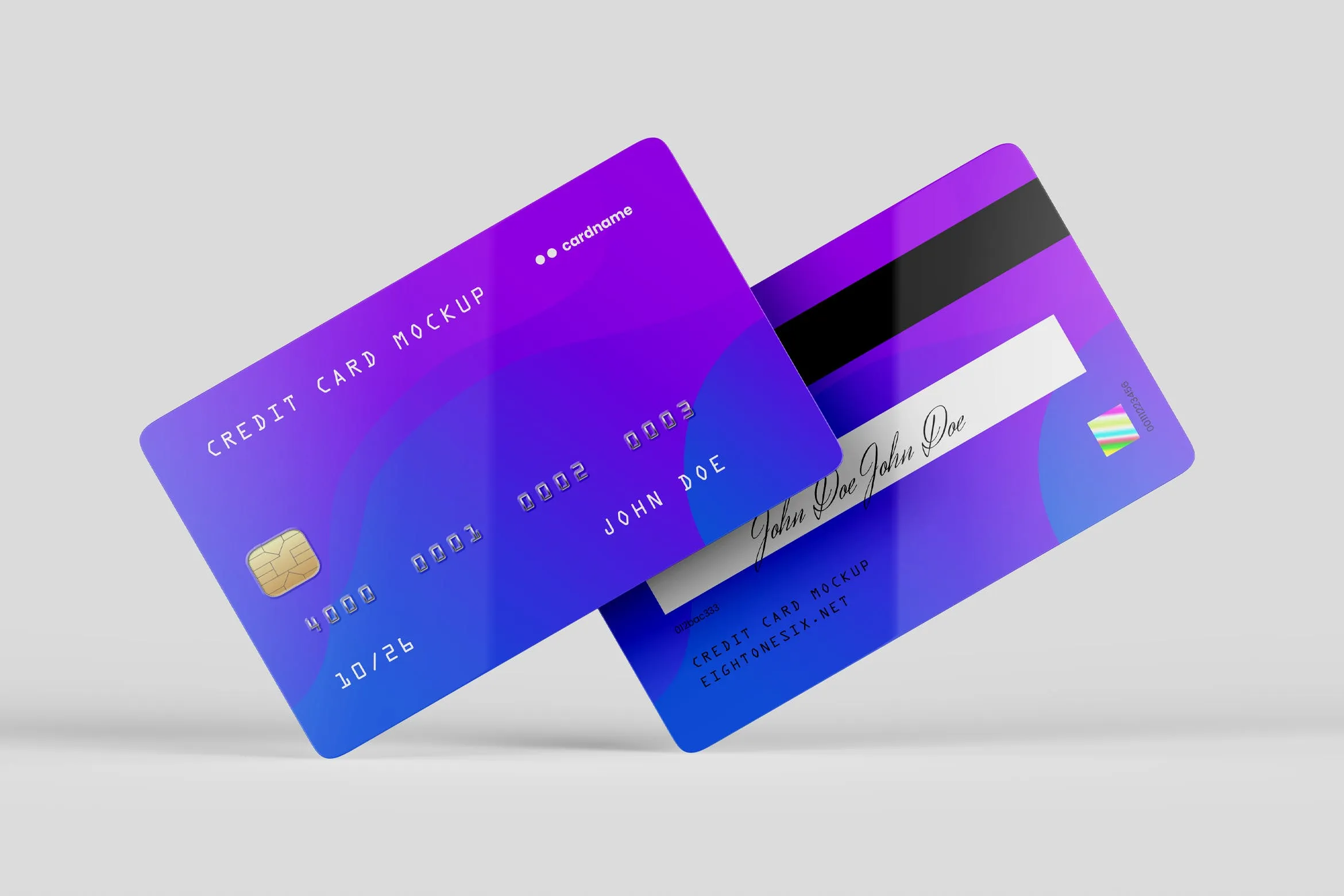 信用卡/银行卡/会员卡设计效果图样机像素设计精选模板 Credit Card Mock-Up Template