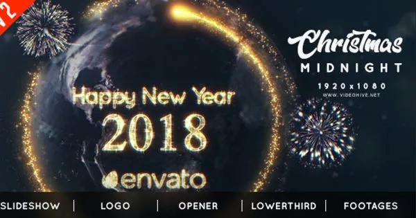 新年圣诞夜倒计时视频特效像素设计精选AE模板 Christmas Midnight