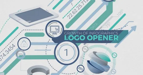 股市金融财经节目开场像素设计精选AE模板 Growth Of Infographics Logo Opener