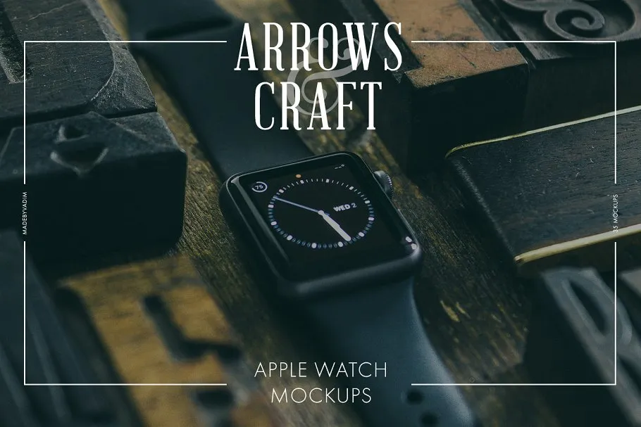 工匠场景风格iWatch样机模板 Arrowsamp; Craft#8211; Apple Watch Mockups
