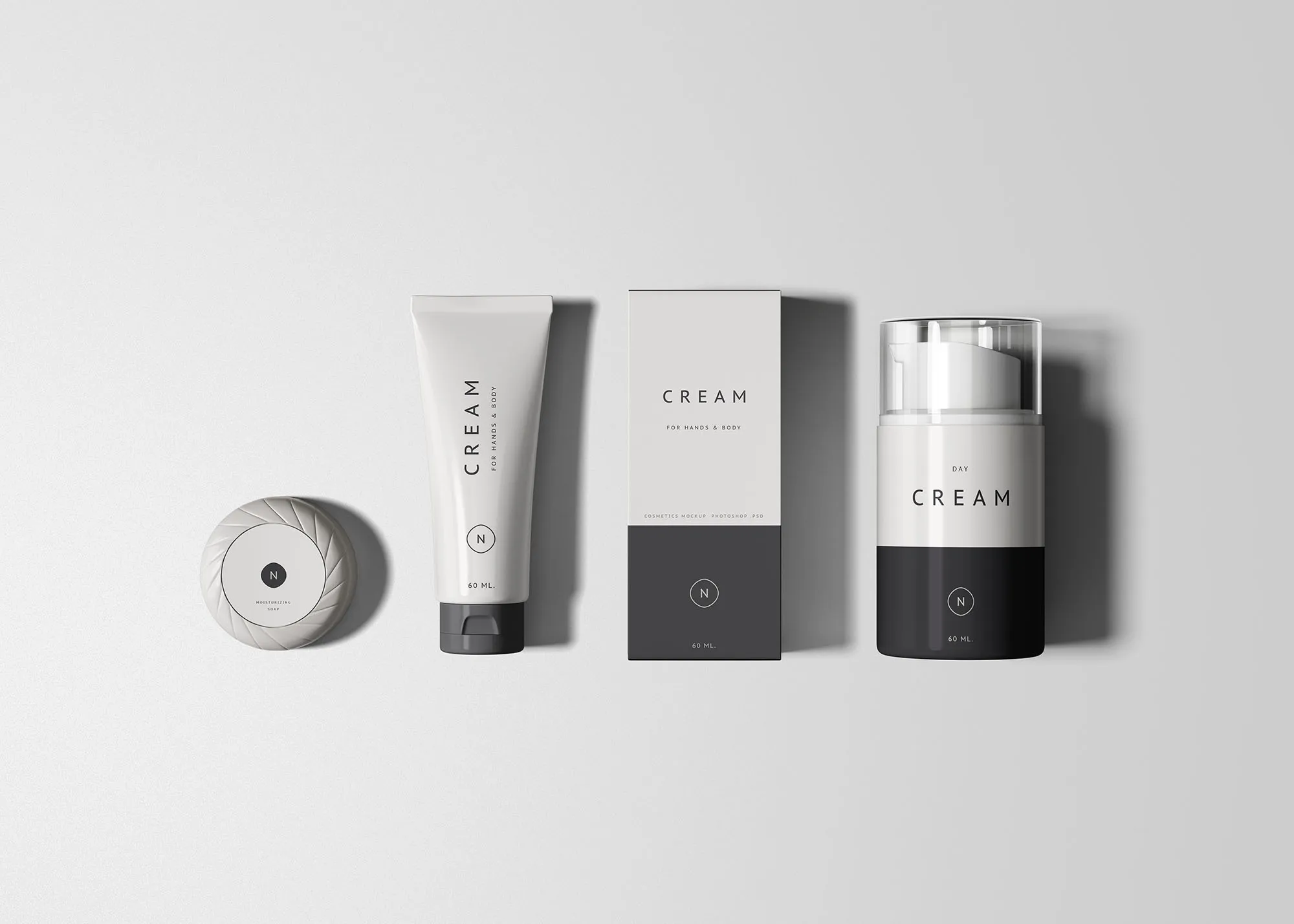 化妆品护肤品常见包装外观设计样机套装 Essential Cosmetics Packaging Set Mockup