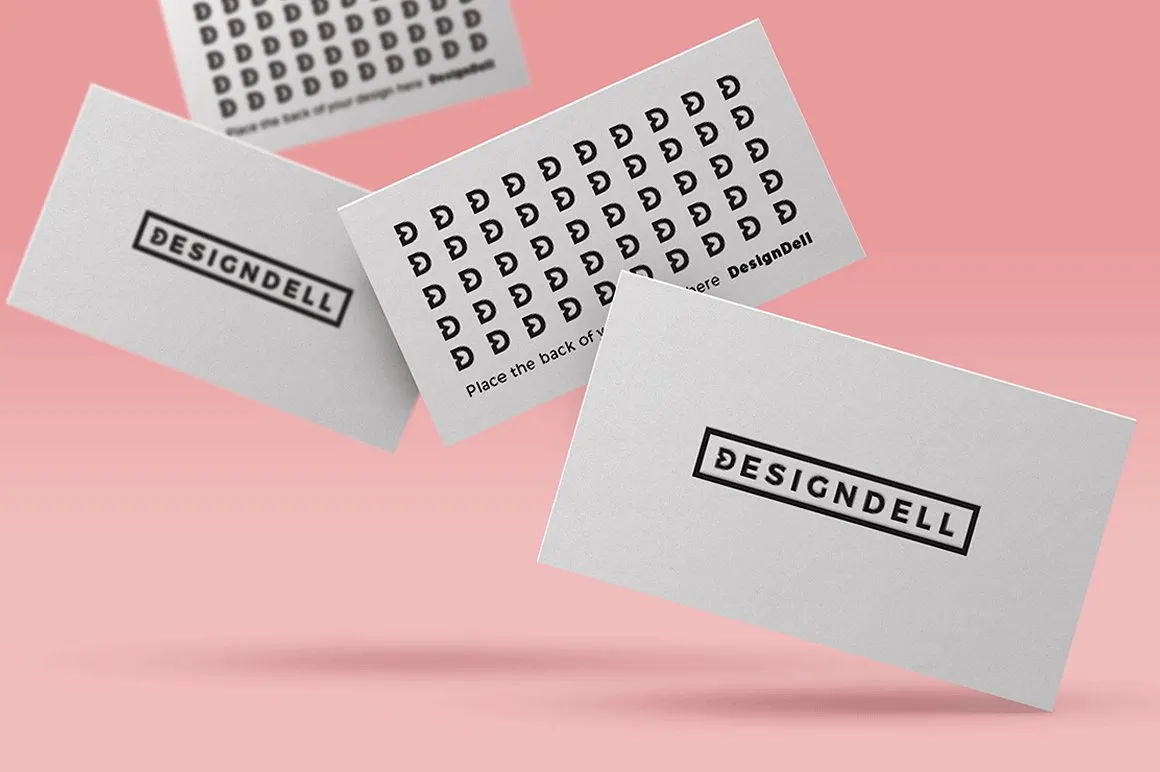 企业名片设计展示样机 Floating Business Card Mockup