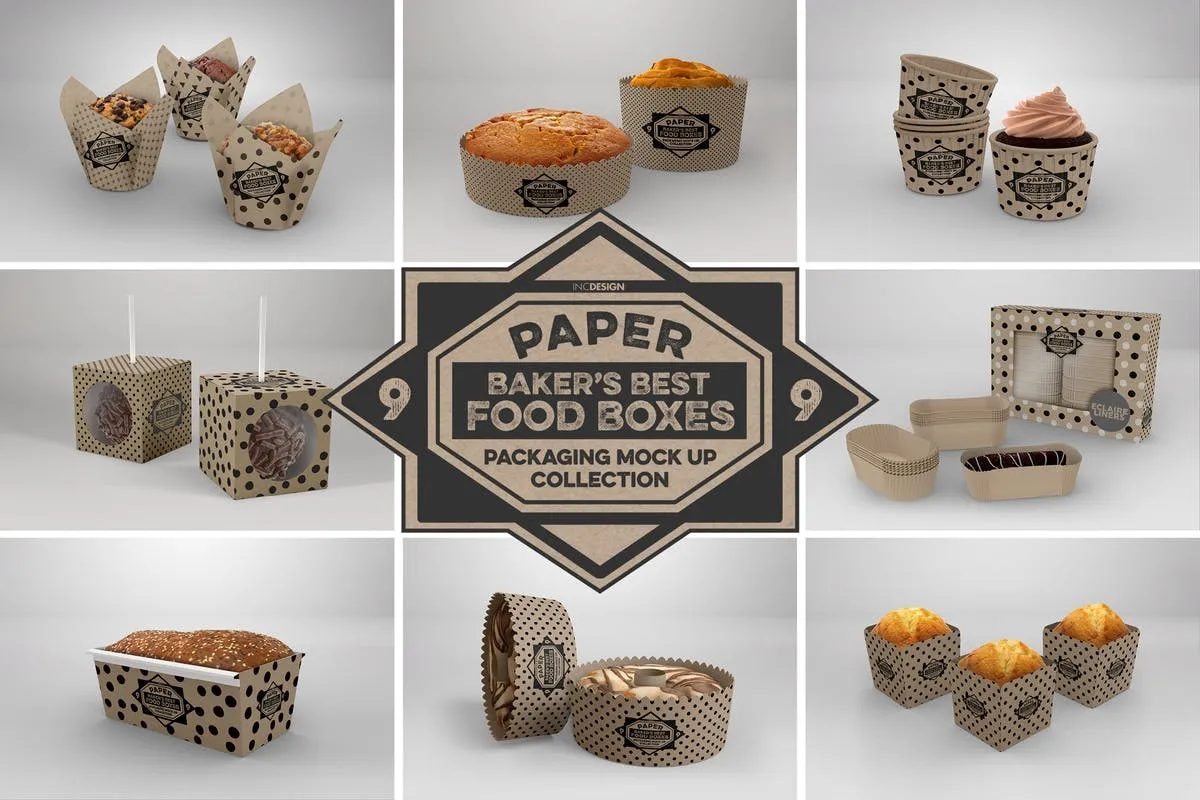 纸张材质食物包装样机v09 Vol. 09 Paper Food Packaging Mockups