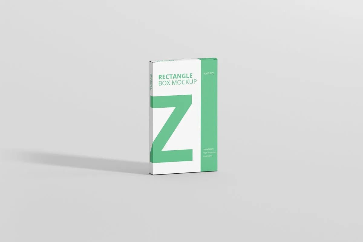 中号扁平矩形药盒包装样机 Box Mockup#8211; Medium Size Flat Rectangle